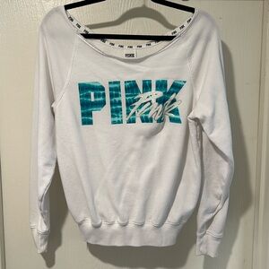 PINK Off the Shoulder White Sweatshirt XS
